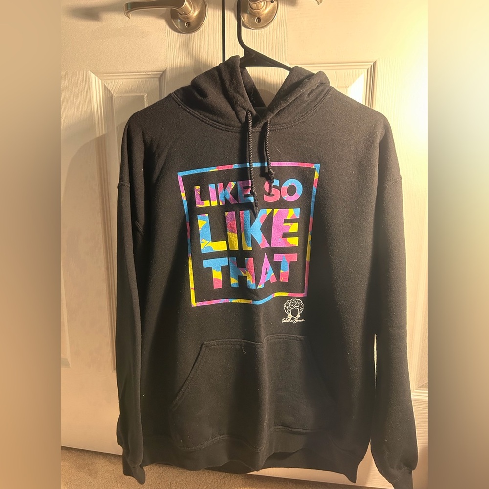 Tabitha Brown Black Hoodie with Multicolor "LIKE SO LIKE THAT" Graphic
